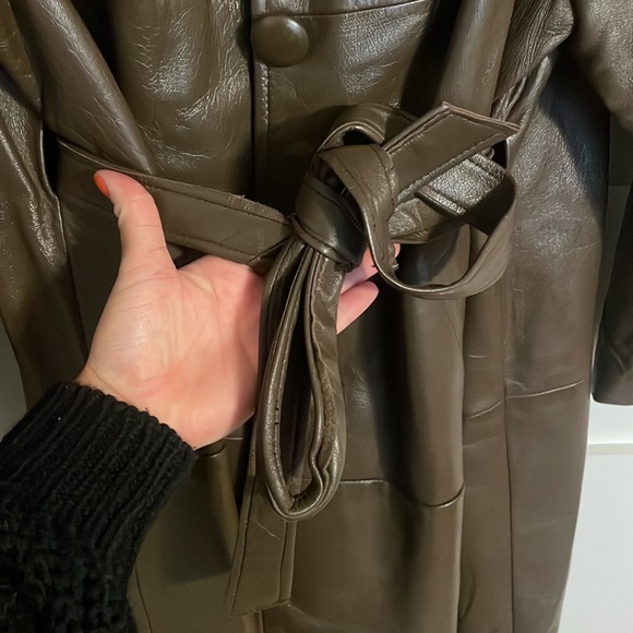 Real Leather trench coat with fur neckline - Picture 3 of 3